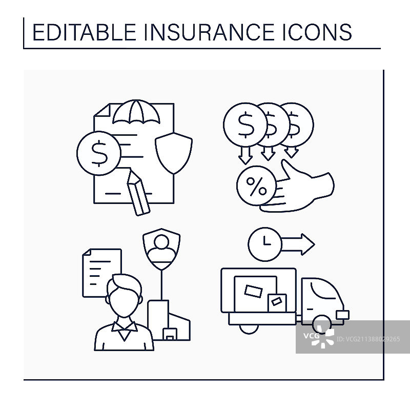 保险线性图标集图片素材