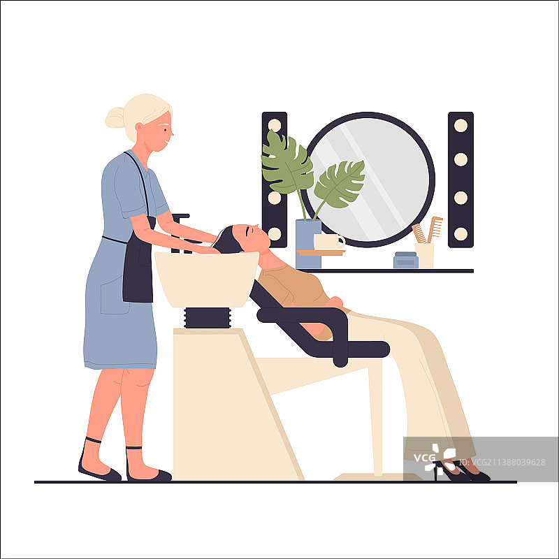 美容后发型师为顾客洗头图片素材