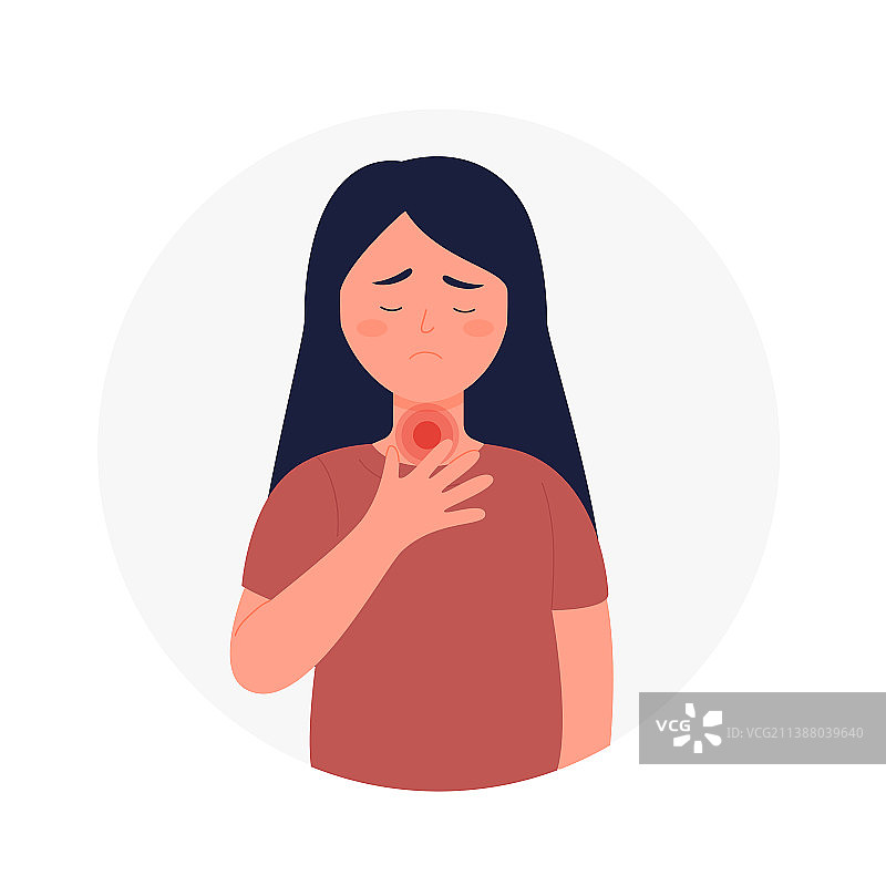 患病毒性感冒咽喉痛的女孩图片素材