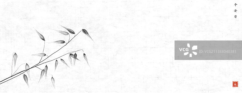 宣纸背景上的野生草甸草图片素材