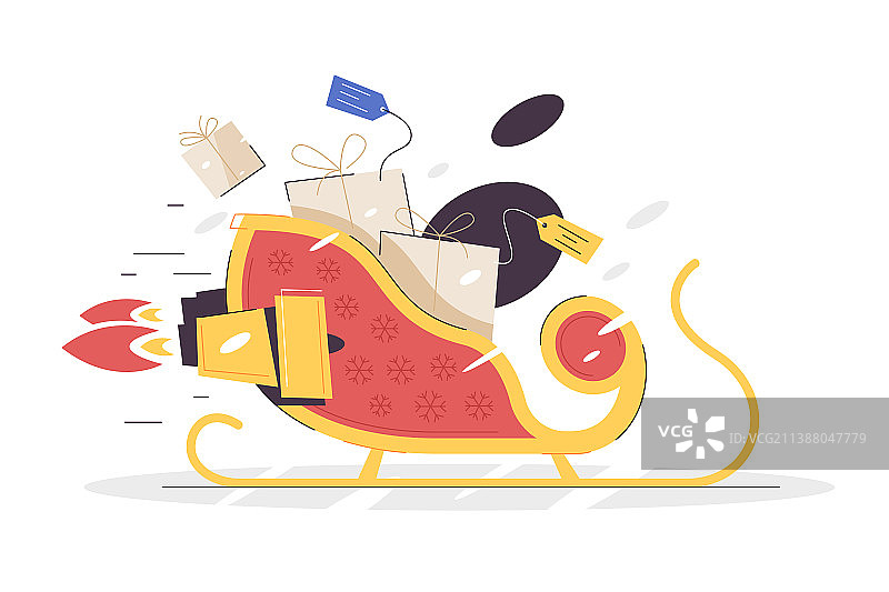 圣诞老人雪橇送礼物图片素材