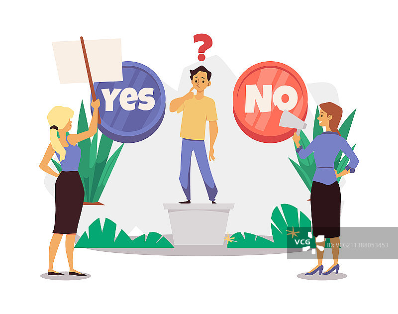 男人选择按钮：是或否图片素材