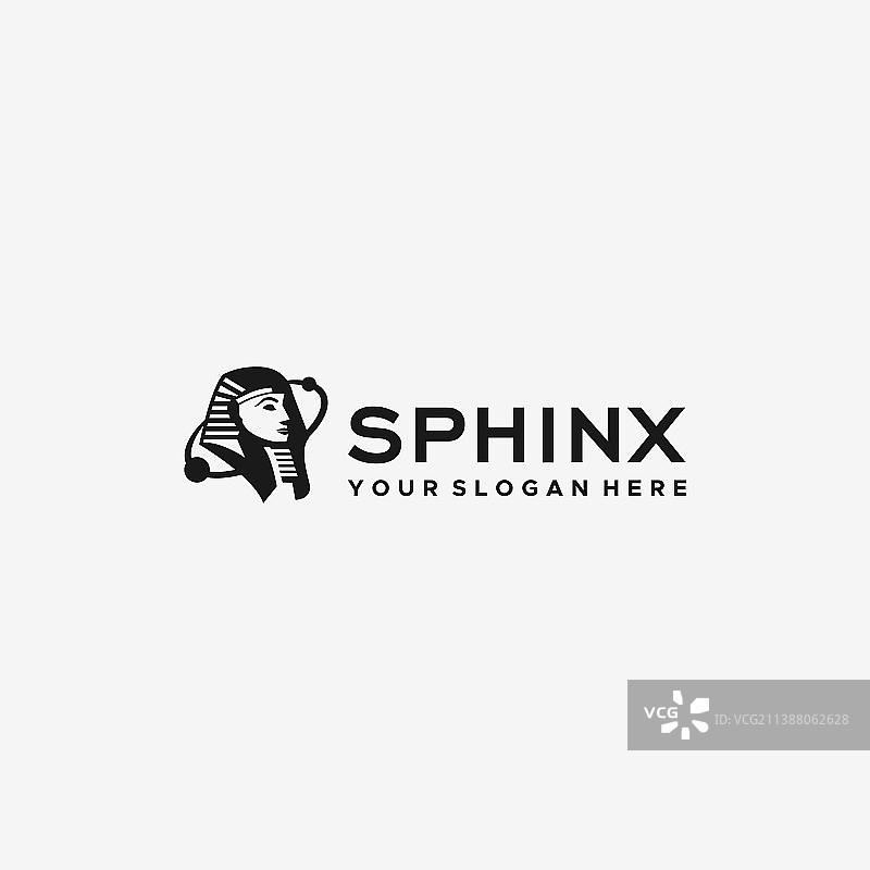 极简狮身人面像剪影纪念碑Logo设计图片素材