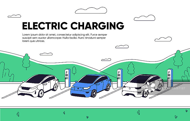 充电站着陆页模板图片素材