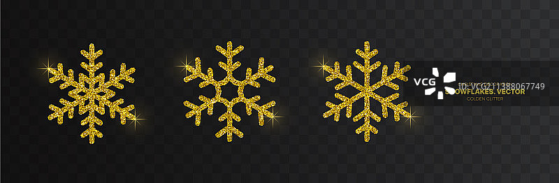 金色奢华闪光雪花合集图片素材