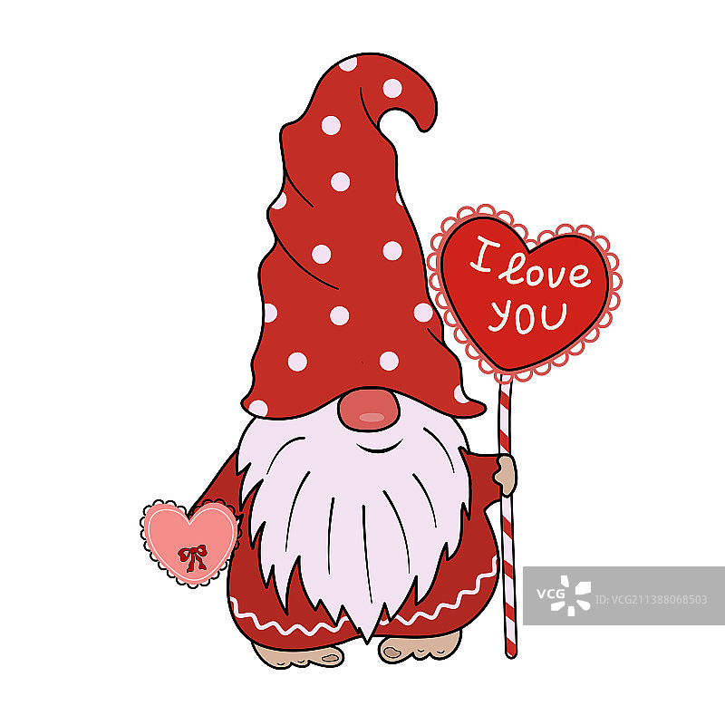 手持魔法爱心的情人节小矮人图片素材