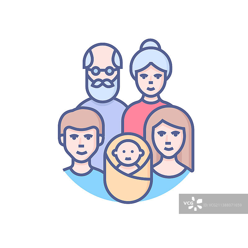 代际连接现代彩色线条图片素材