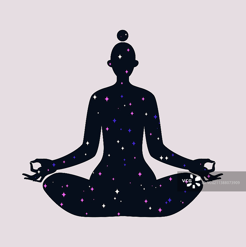 莲花式坐姿的女性轮廓图片素材