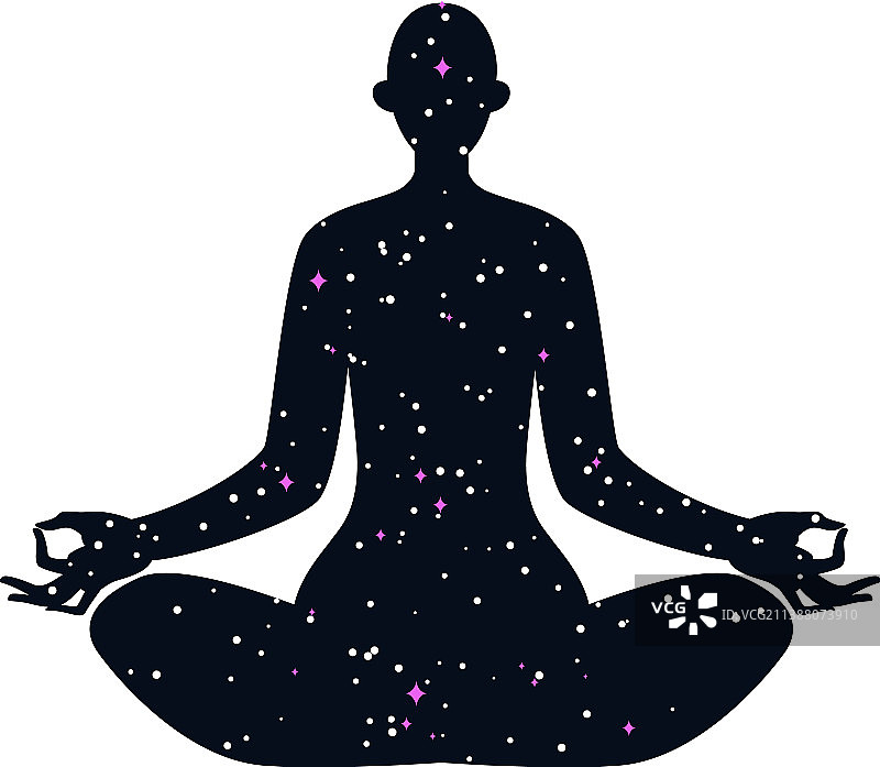 女性身体内部的夜空星光图片素材