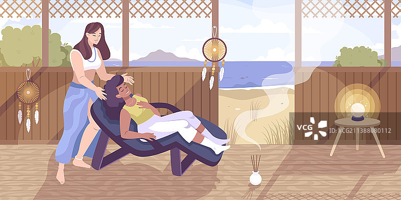 能量疗法扁平化构图图片素材