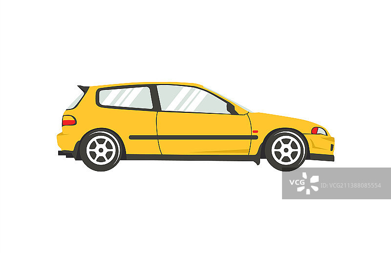 黄色轿跑车掀背车型轮廓图片素材