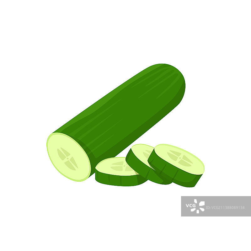 白色背景上的黄瓜扁平风格设计图片素材