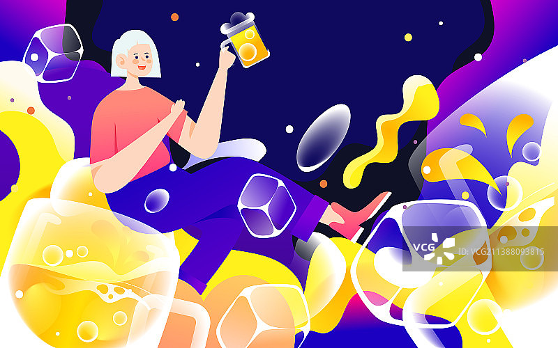 夏天啤酒节促销活动狂欢节夏日庆典美食插画图片素材