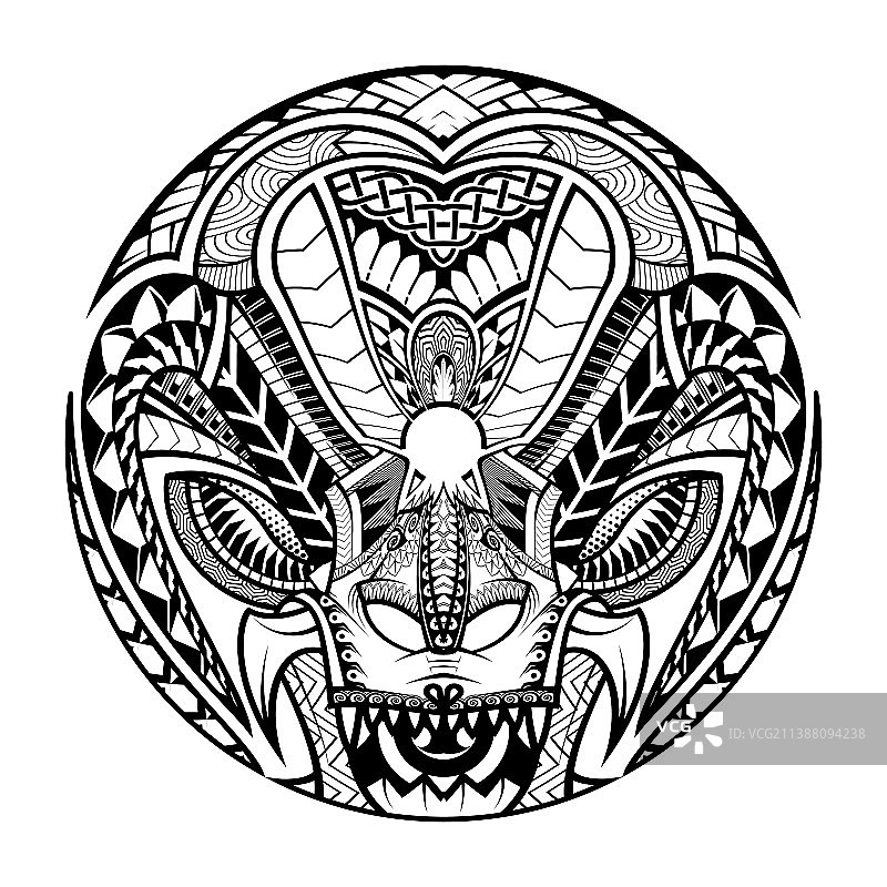 抽象黑白波利尼西亚纹身图片素材