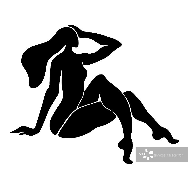 现代风格的女性坐姿剪影图片素材