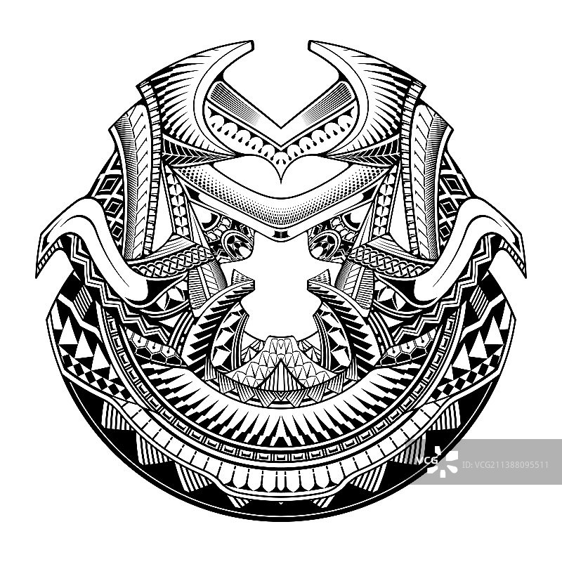 抽象波利尼西亚民族圆形纹身图片素材