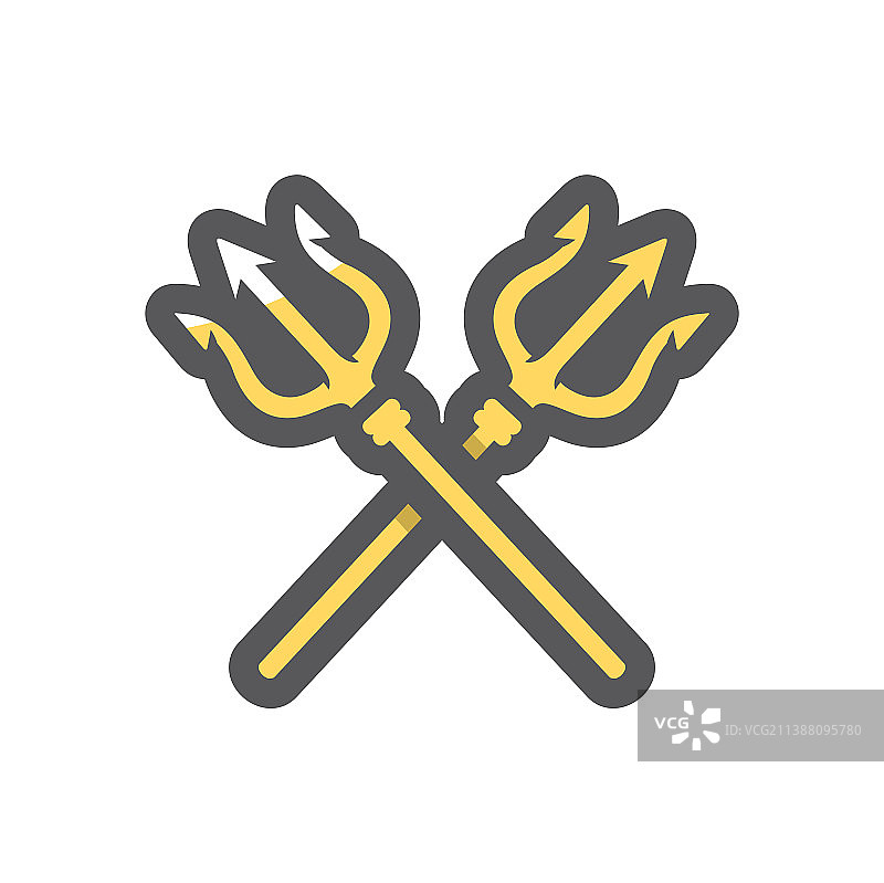 交叉的三叉戟武器卡通图标图片素材