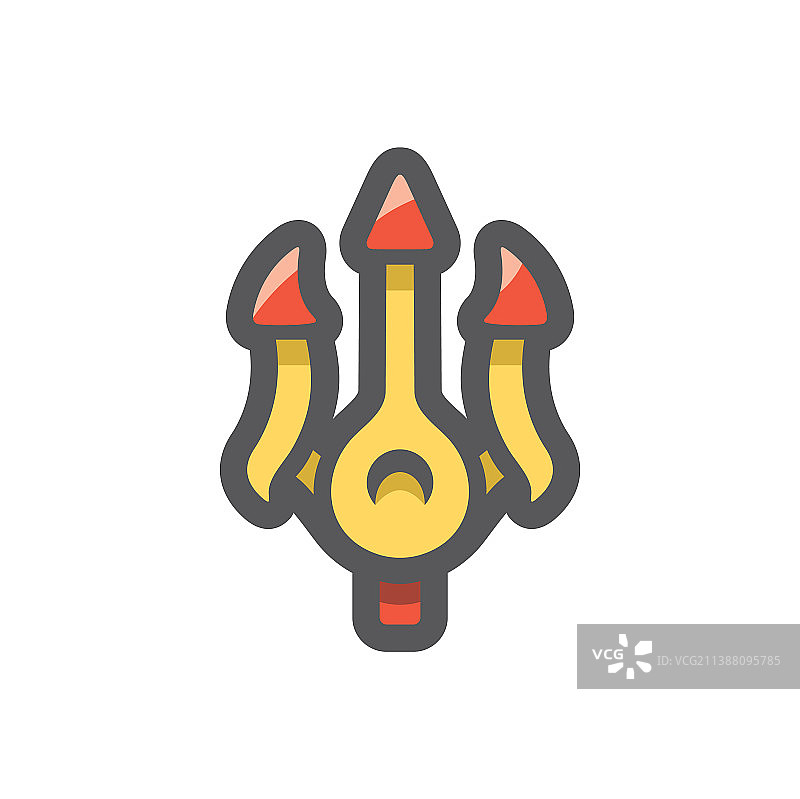 金色三叉戟武器卡通图标图片素材