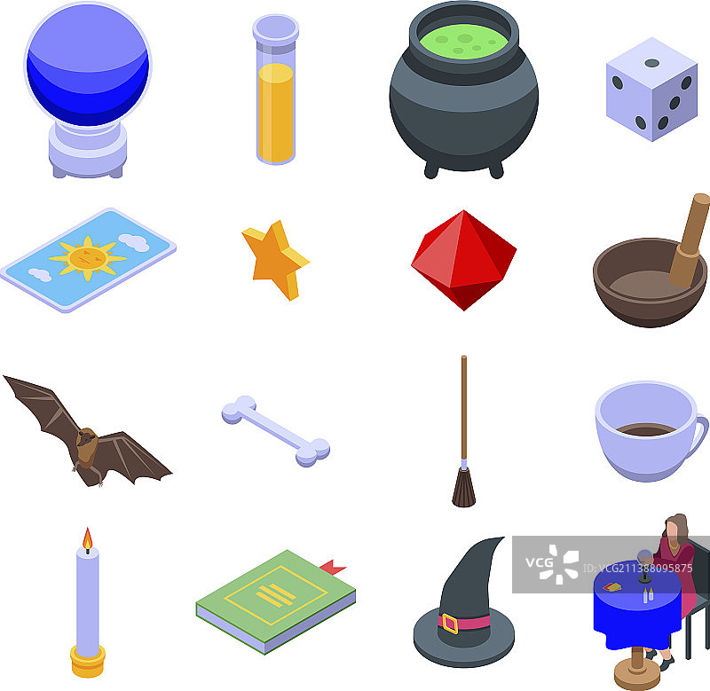 算命先生等距风格图标集图片素材