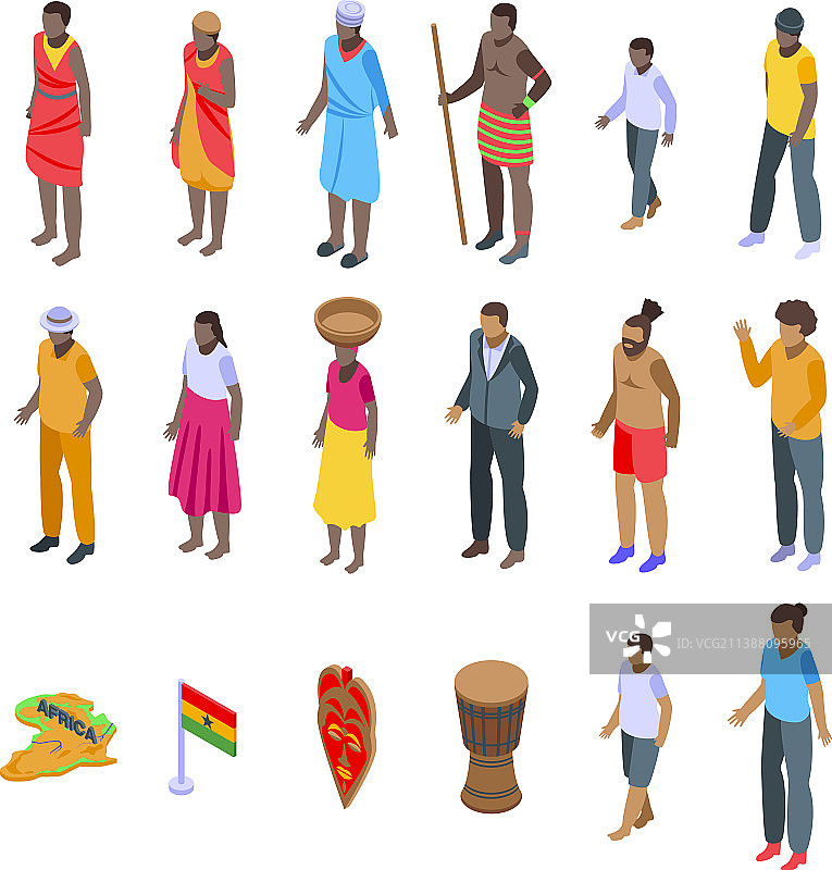 非洲人图标2.5D风格图片素材