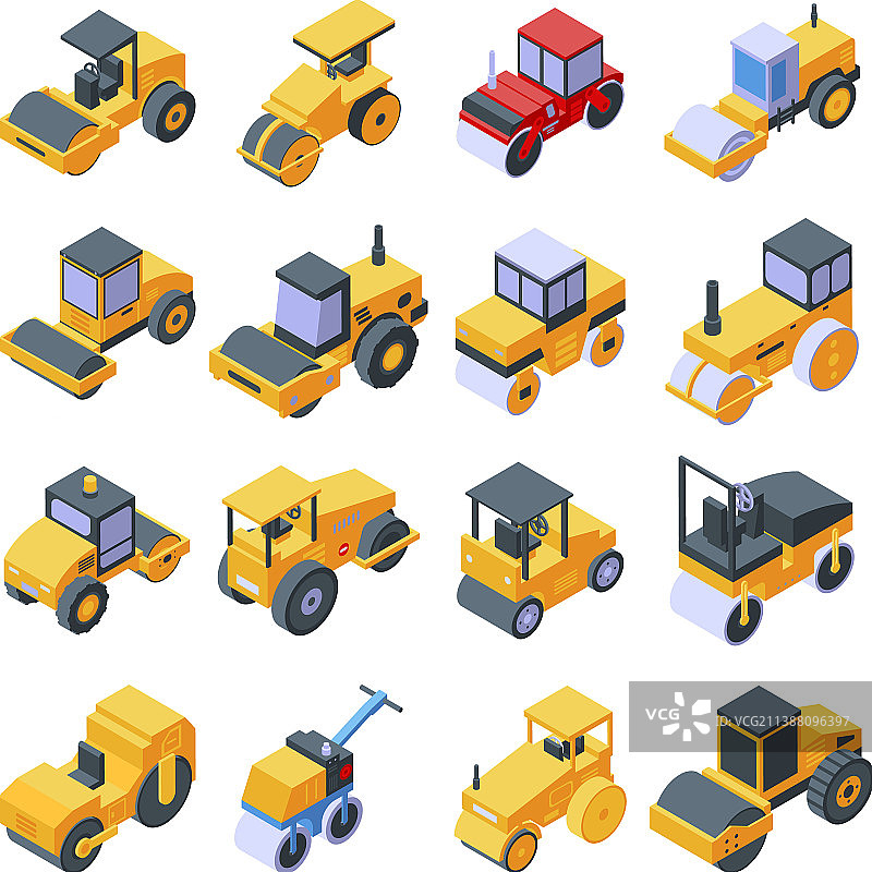 压路机图标2.5D风格图片素材