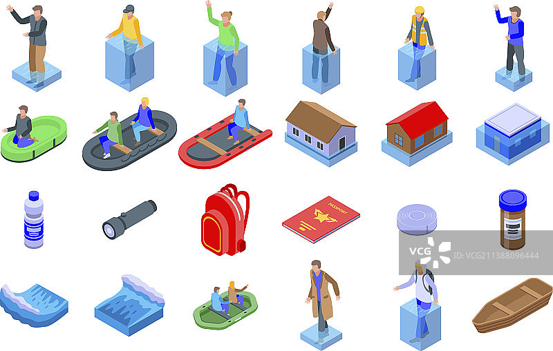 洪水图标等距风格图片素材