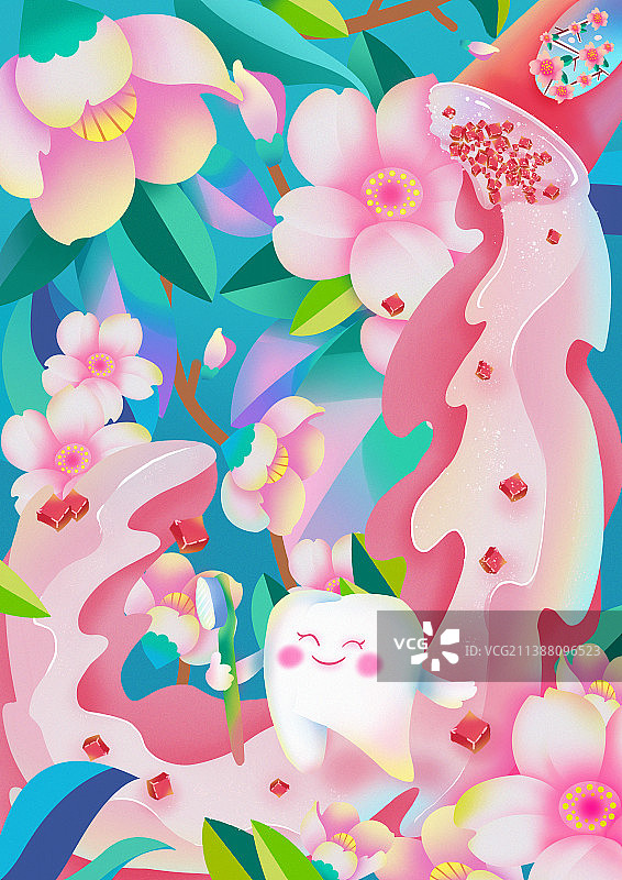 春天保护牙齿插画图片素材