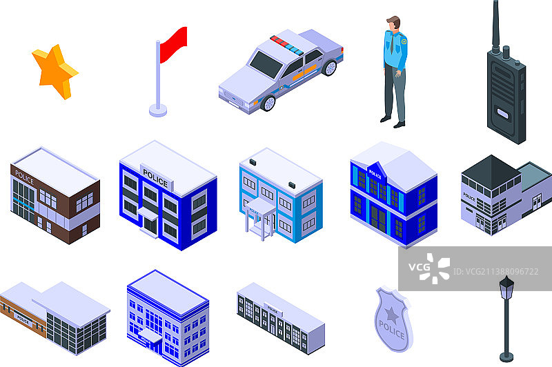 警察局图标2.5D风格图片素材