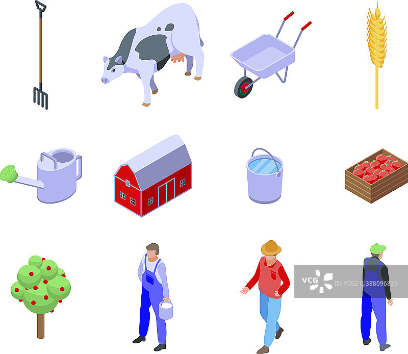 农民图标集 2.5D风格图片素材