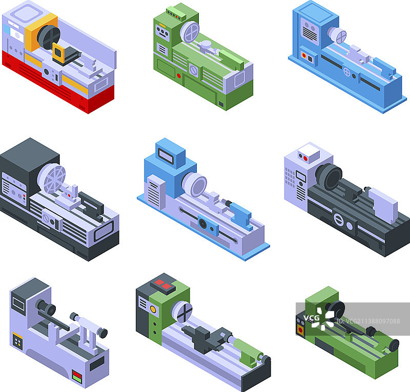 车床图标2.5D风格图片素材