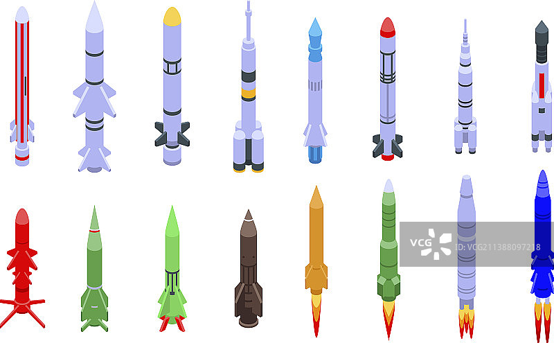 导弹袭击图标集2.5D风格图片素材