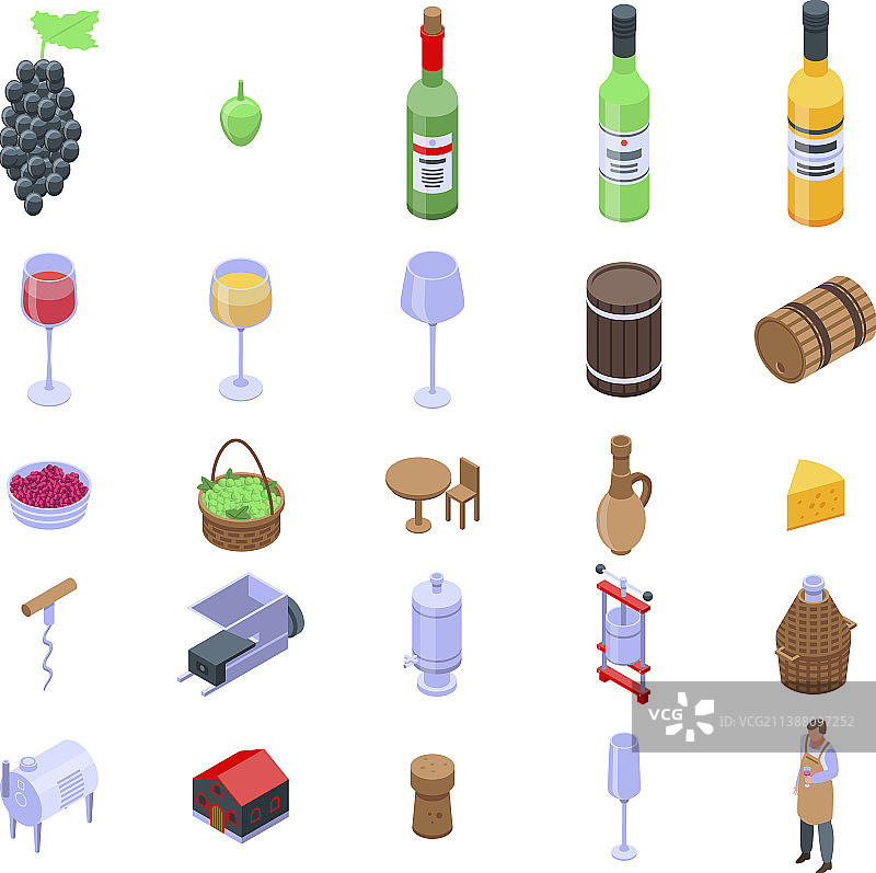 酿酒师图标合集2.5D风格图片素材