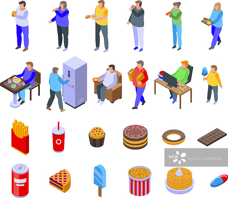 暴食图标等距风格图片素材