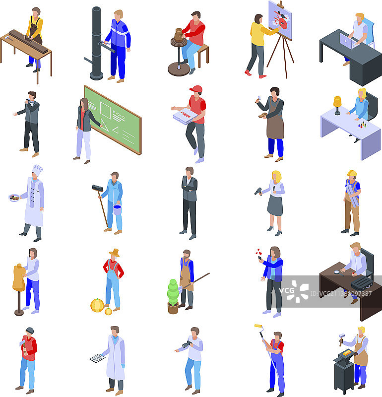 工匠图标等距风格图片素材