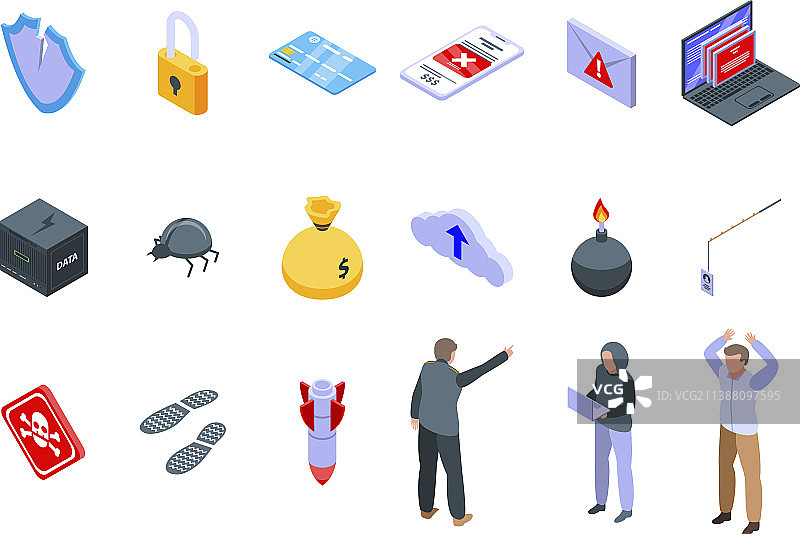欺诈图标等距样式集图片素材