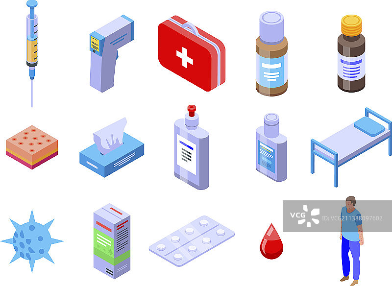 鸡痘图标等距风格图片素材