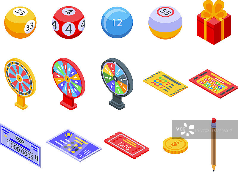 彩票图标等距风格图片素材
