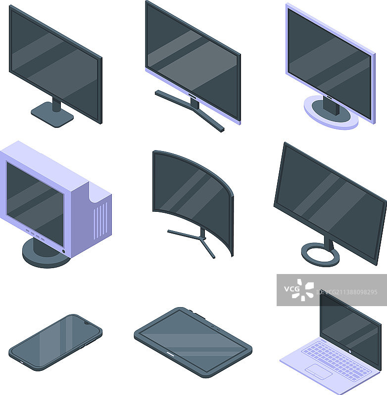 显示器图标等距风格图片素材