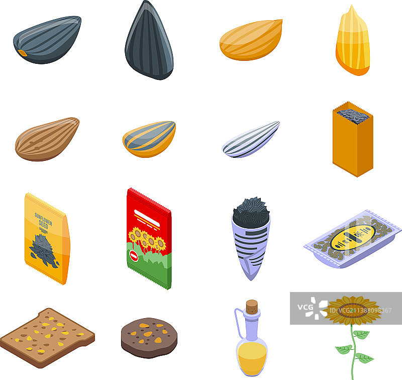 向日葵种子图标等距风格图片素材