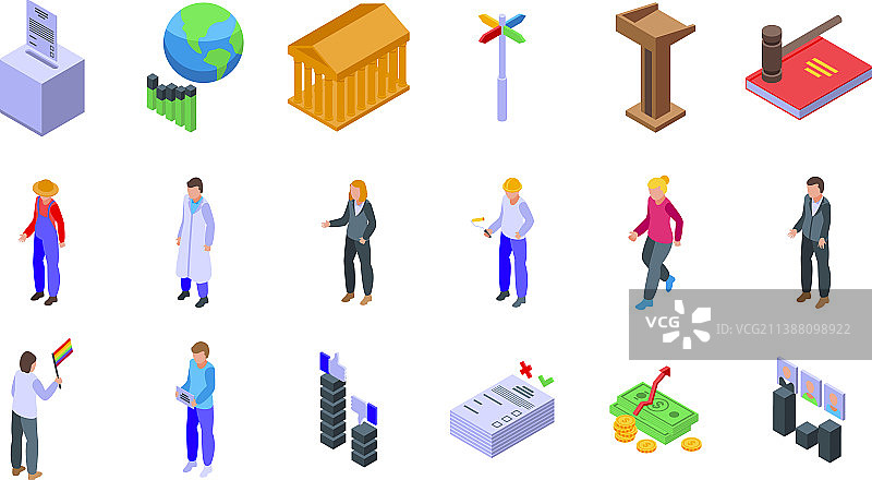 民主图标等距风格图片素材