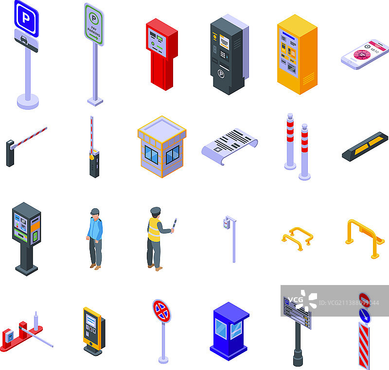 付费停车图标等距样式图片素材