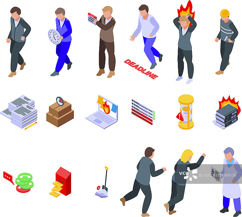 紧急工作图标集2.5D风格图片素材