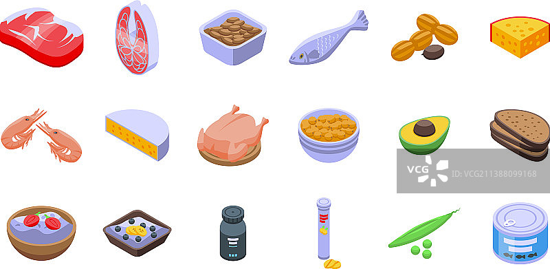 蛋白质营养成分等距图标图片素材