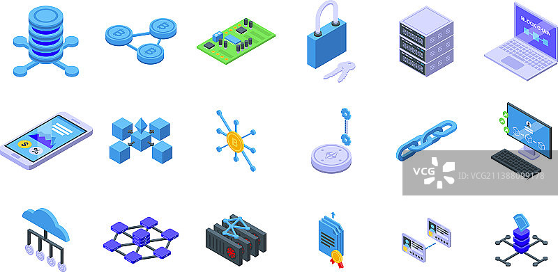 区块链图标等距风格图片素材