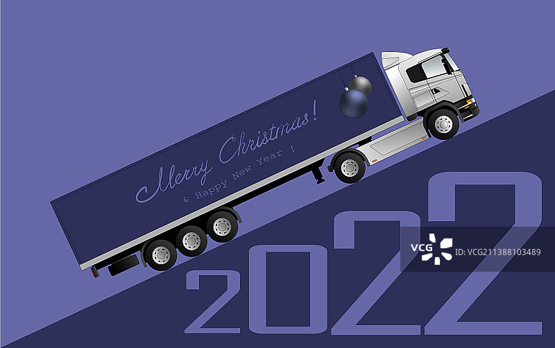 一辆载着礼物的欧洲半挂卡车图片素材