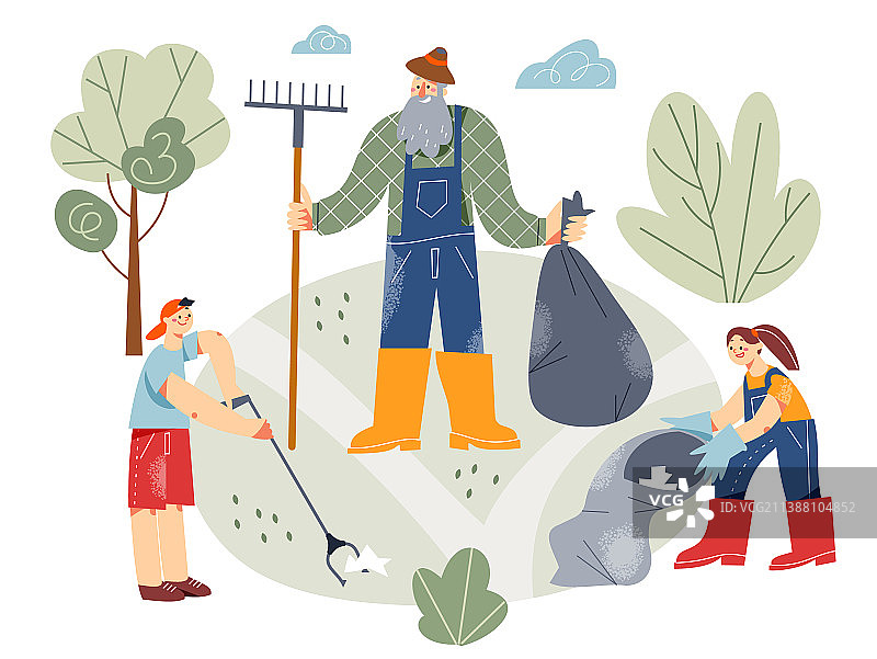 志愿者们清理公园或花园的垃圾图片素材