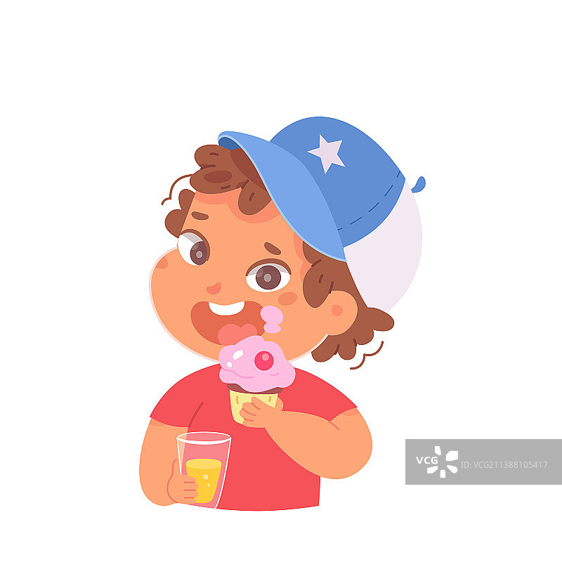 小孩享受着巧克力纸杯蛋糕的甜蜜图片素材