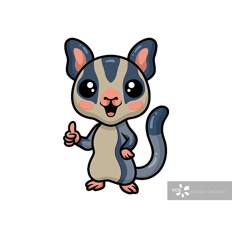 可爱的蜜袋鼯卡通形象点赞图片素材
