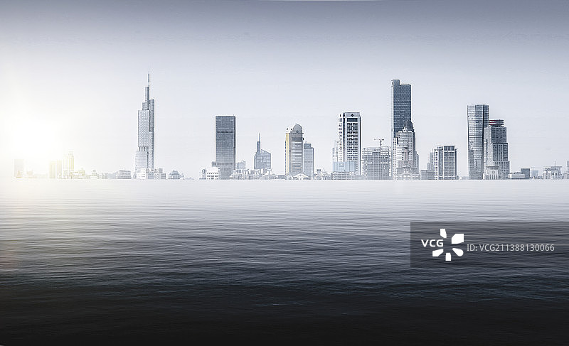 江苏南京紫峰大厦与新街口城市天际线图片素材