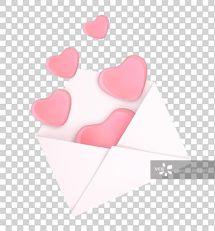 信封里的爱心立体模型图片素材